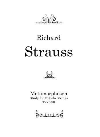 Strauss — Metamorphosen — Complete Score and Parts